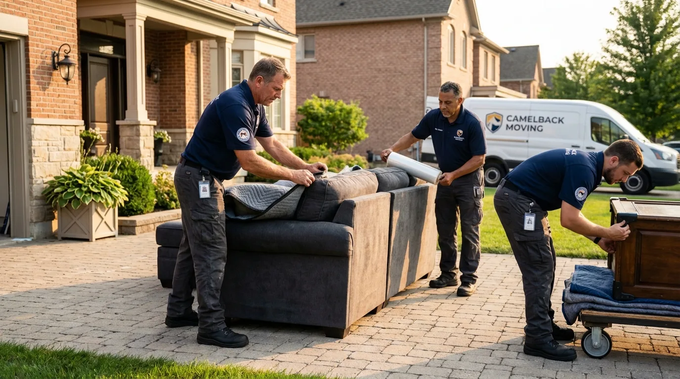 Large estate moving crew wrapping furniture in Saint Robert, MO